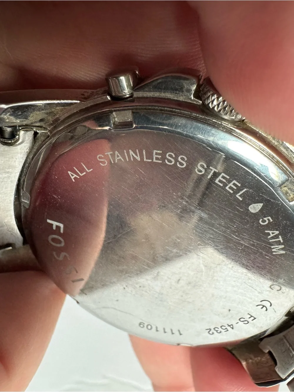 Fossil Grant Watch Chronograph Silver Tone Black Dial Stainless Steel Works